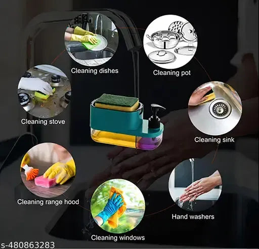 3-in-1 Soap Dispenser & Sponge Holder β Smart Kitchen Sink Organizer
