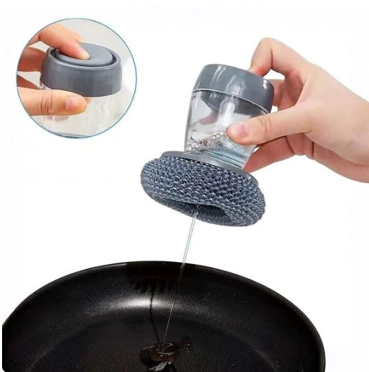 Soap Dispensing Dish Scrubber Brush โ 2-in-1 Kitchen Cleaning Brush with Refillable Soap Handle