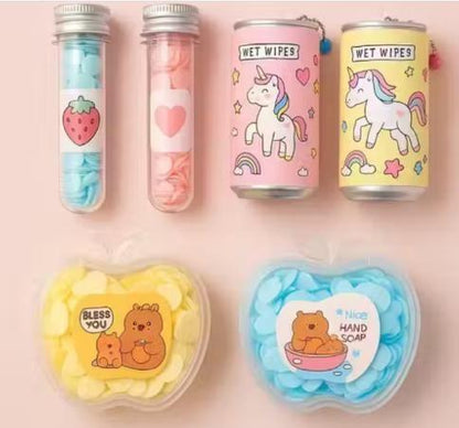 Combo of 3 – Cute Travel Wet Wipes &amp; Paper Soap Kit
