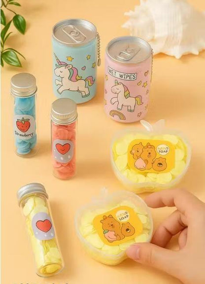 Combo of 3 – Cute Travel Wet Wipes &amp; Paper Soap Kit