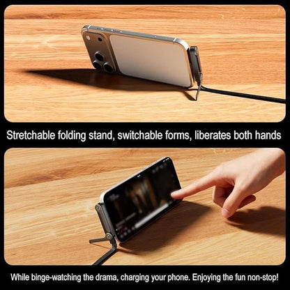 240W Fast Charging Cable with Foldable Phone Stand – 360° Rotating Design