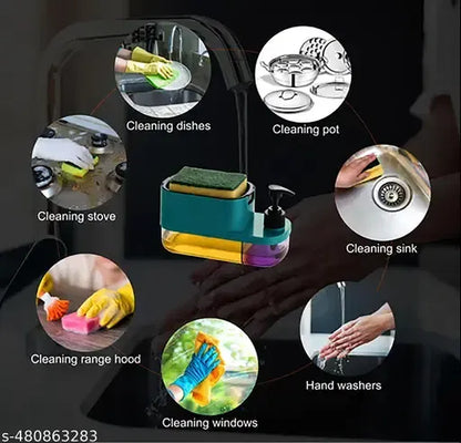 3-in-1 Soap Dispenser &amp; Sponge Holder – Smart Kitchen Sink Organizer